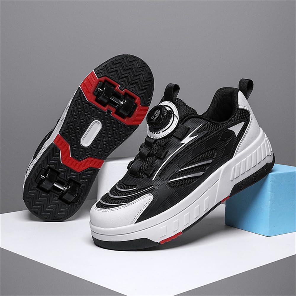 Mateju Zapatos con Ruedas para Niños y Niñas, Patines Multiusos con 4 Ruedas Retráctil, 2 en 1 Zapatillas de Skateboarding Simple Moda Zapatillas Deportivas al Aire Libre