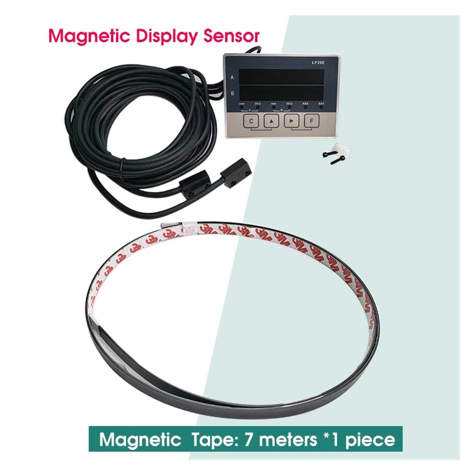 Digital Linear Scale 2 Axis Digit Display DRO Magnetic sensor magnetic tape displacement readout scale CNC lathe machine tool woodworking for Milling Machines Lathes,Mounting Accessories(LP20E -7000mm