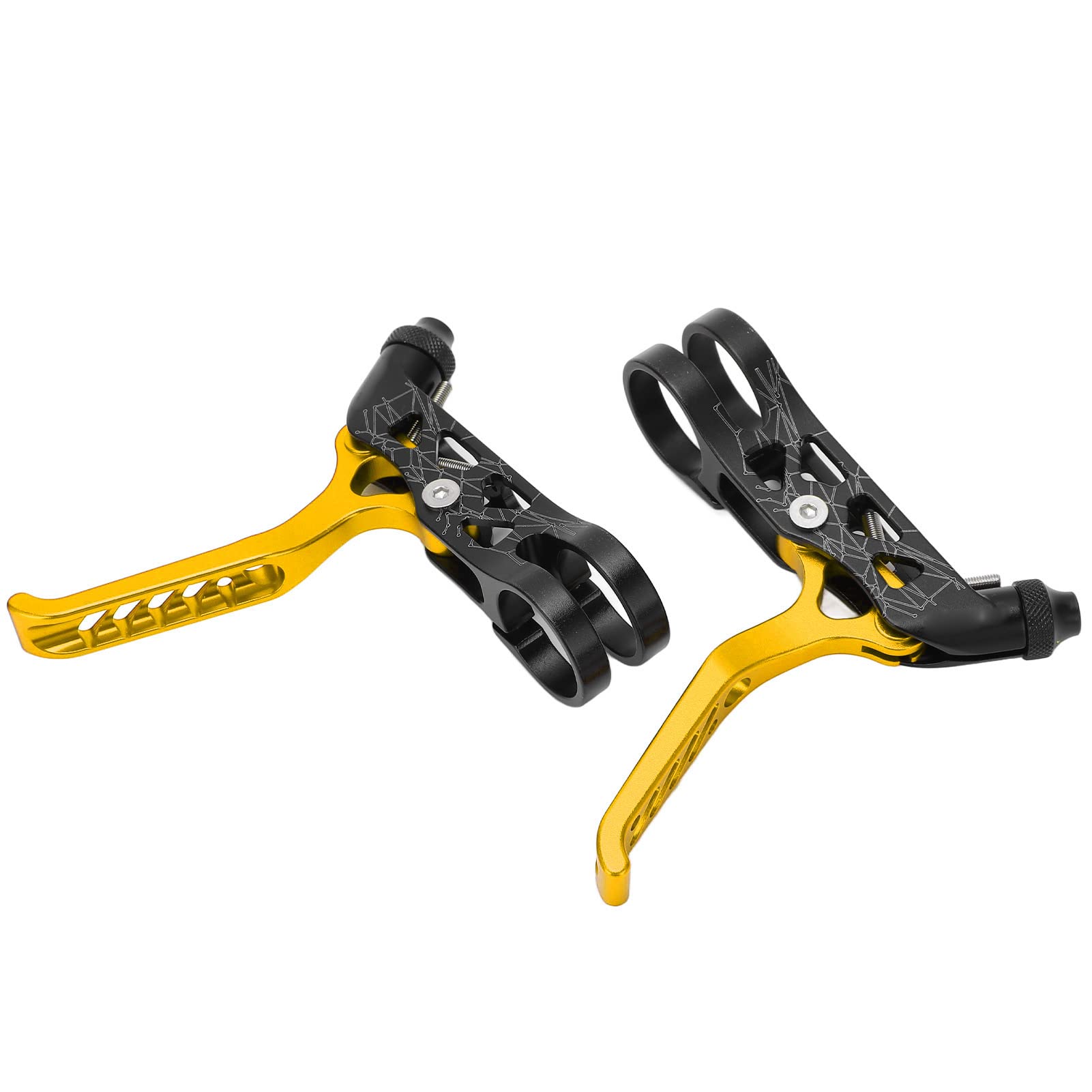 1 Par de Palancas de Freno de Bicicleta, Aleación de Aluminio Hueca, Bicicleta de Montaña, Bicicleta de Carretera, Palanca de Freno de Bicicleta Plegable para Manillar de 22,2mm(Oro)