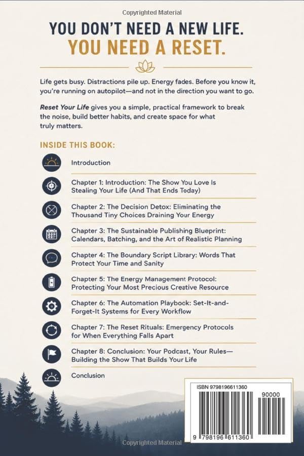 Image of Reset Your Life - Simple Habits for More Focus, Energy, and Peace: A Practical Toolkit for Podcasters Who Love Their Show But Need Their Life Back