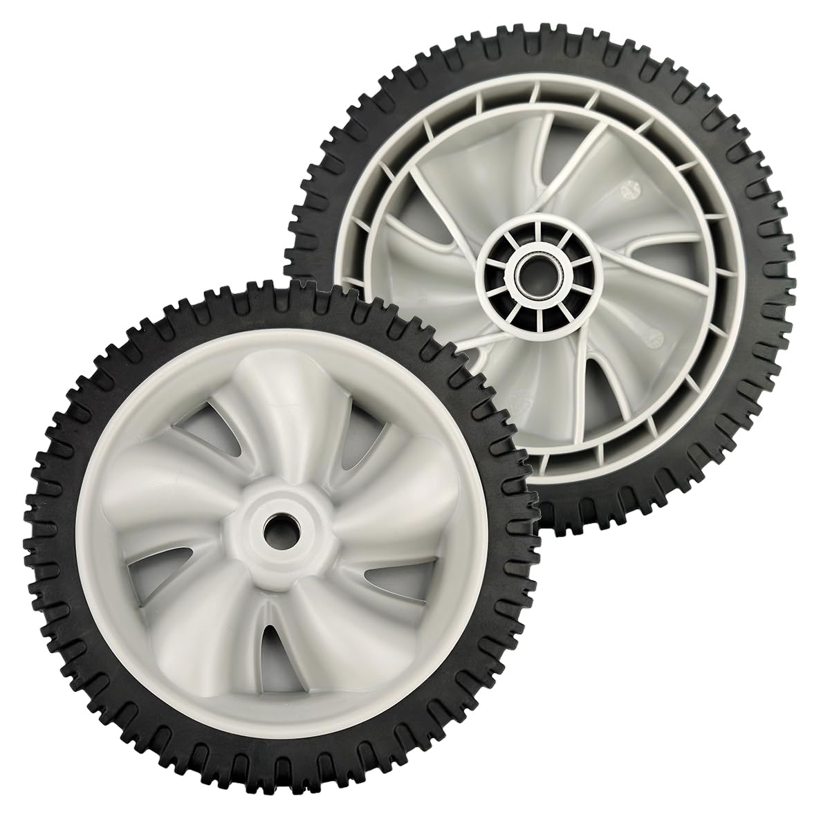Lot de 2 roues de tondeuse à gazon 7" Compatible MTD 734-04563 & 611-0414A Roues plastiques antidérapantes Montage facile