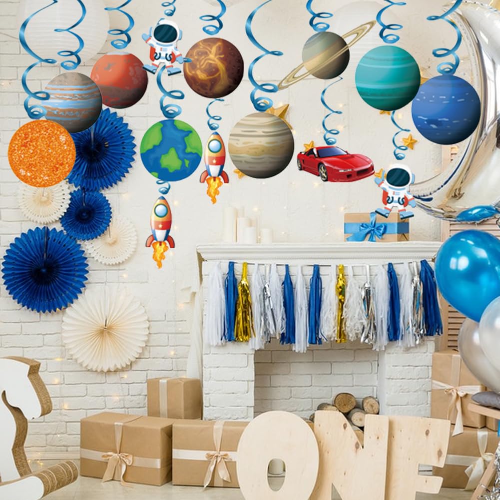 Space Birthday Banner – Solar System Galaxy Party Decorations With Planets & Stars