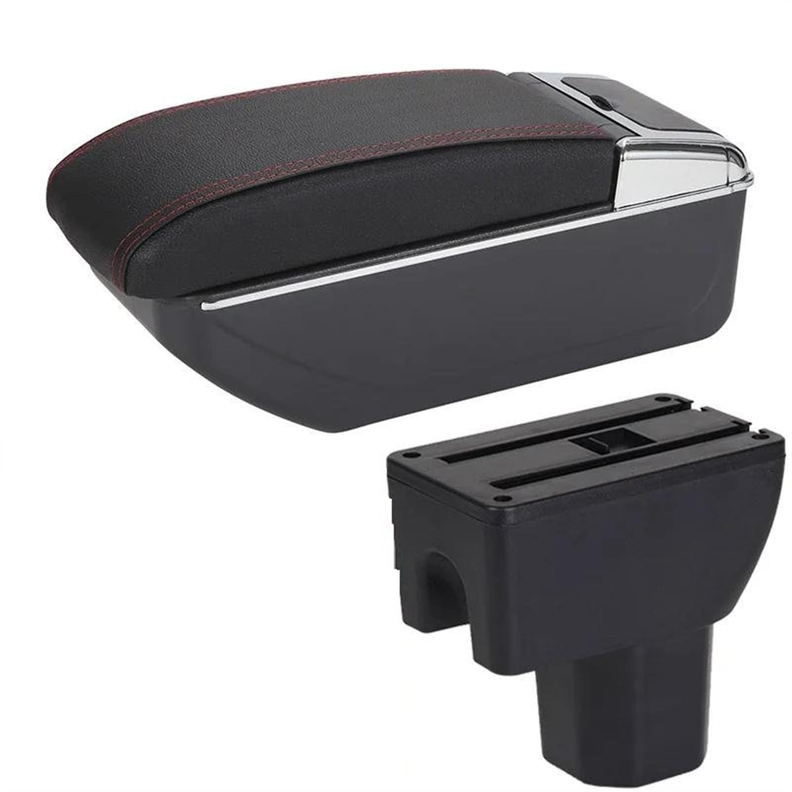 NOHEEU Car Center Console Storage Box Multifunctional Armrest Interior Accessories For IGNIS(C1 Black red NO USB)