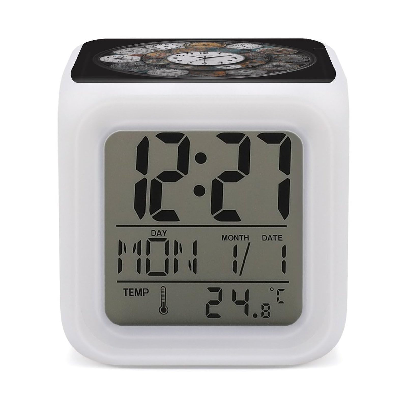 VstaDank Clock Art Digital Alarm Clock LED Display Screen Color Change Alarms Clock Smart Alarm Clock Wake Up Digital Clocks with 7 Color Nightlight for Bedroom
