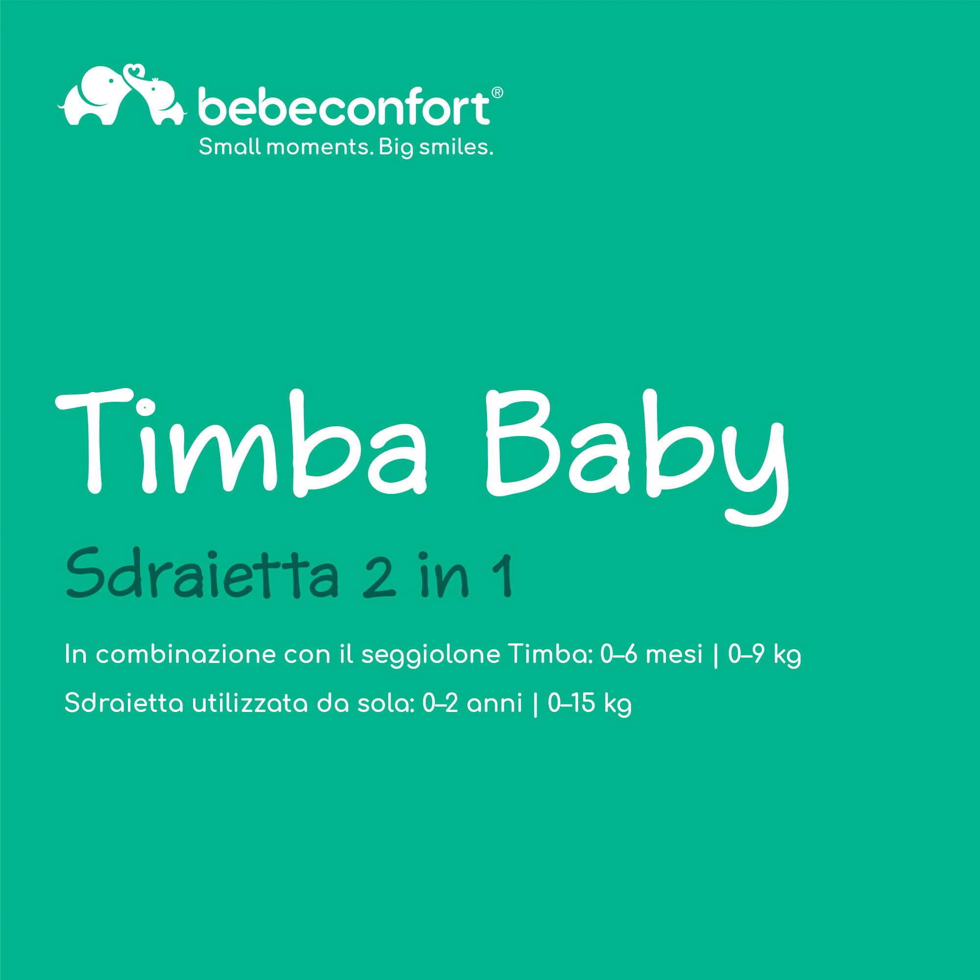 Bebeconfort Timba Baby 2 in 1, Sdraietta Neonati 0-6 mesi, 0-9kg, Compatibile con Seggiolone Timba, Sdraietta Reclinabile in 2 Posizioni, Seduta Imbottita, Cintura a 3 Punti, Tinted Graphite
