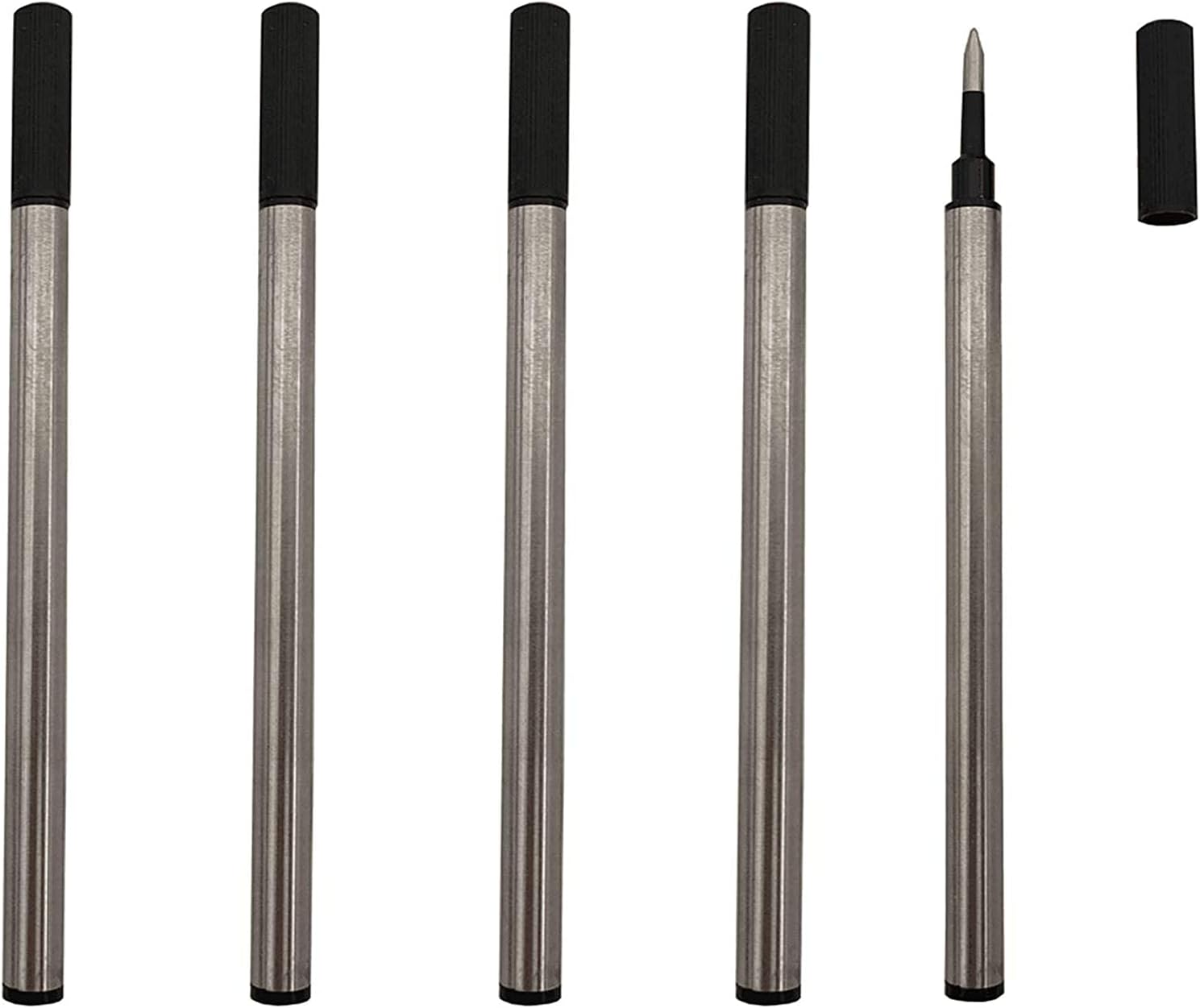 5 Pack Black 0.5mm Rollerball Gel Refills - Universal Ballpoint Pen Refills