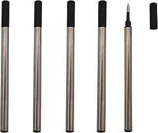 Accod Ballpoint Pen Refills Rollerball Gel Refills 0.5MM Universal Replaceable Refills Gel Ink RollBall Refills- 5 Pack Smooth Writing Ballpoint Pen Refills (Black-0.5mm)