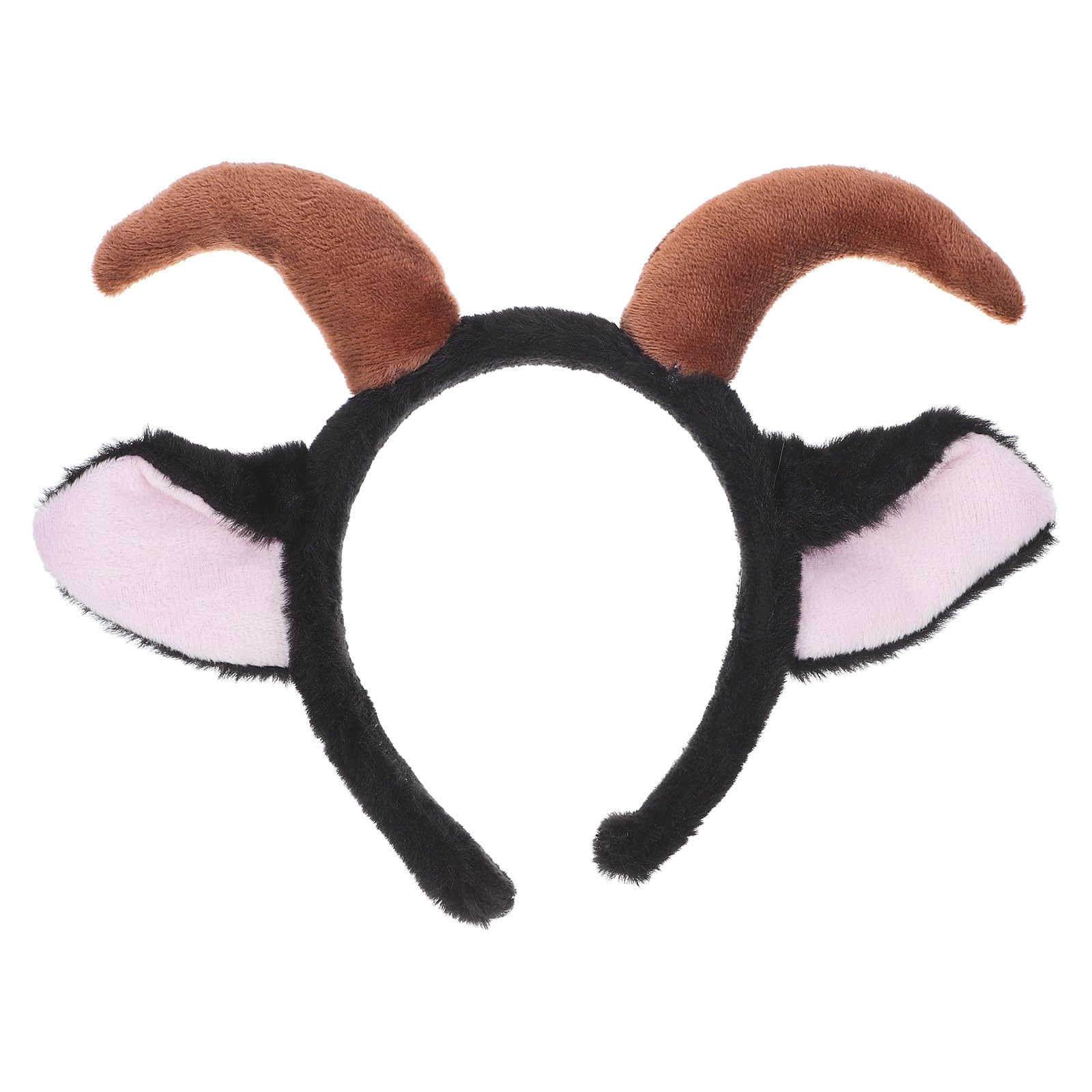BESPORTBLE Serre-tête en peluche avec oreilles d'agneau et cornes de chèvre, oreilles de mouton noires, serre-tête pour adultes et enfants, carnaval, fête de Noël, accessoire de cosplay
