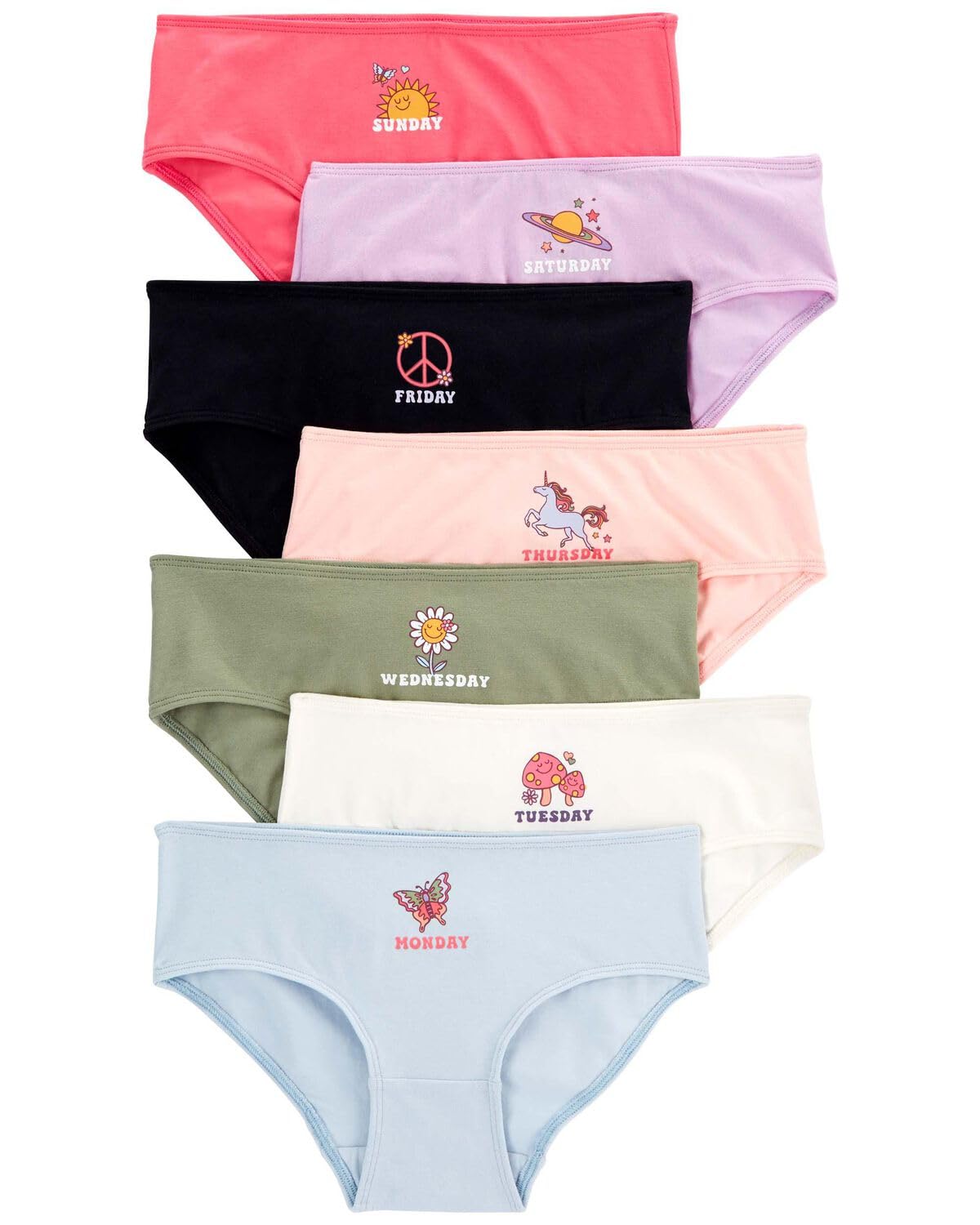 Carter's Girls' Little 7-Pack Underwear, Day of the Week, 8