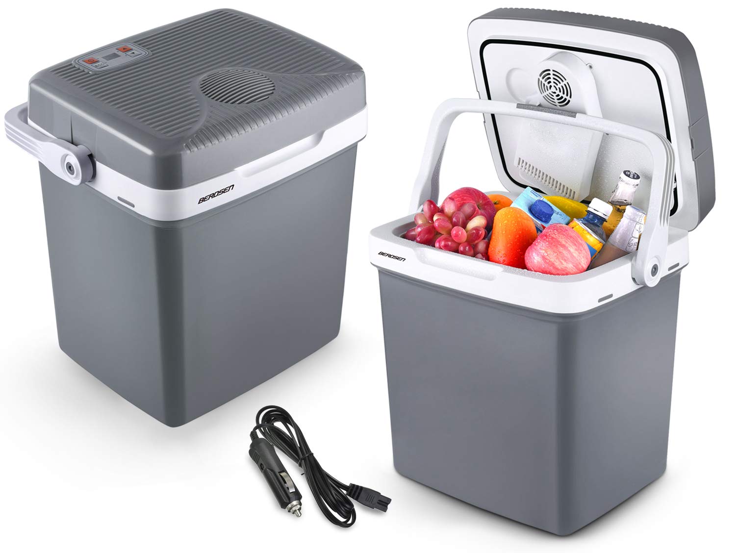 Berdsen Kühlbox Auto Camping Kühlschrank Für Auto LKW Boot Elektrisch Kühlung Bis 0°C Mit Wärmefunktion Bis 65°C 12V 230V Energiesparend 26L