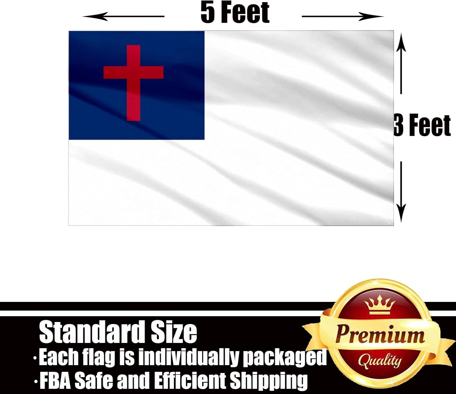 Christian Jesus Cross Flag 3x5 Outdoor Double Sided 3 Ply-Vivid Color Clear Pattern Reinforcement Sewing Durable Polyester with 2 Brass Grommets - Image 6