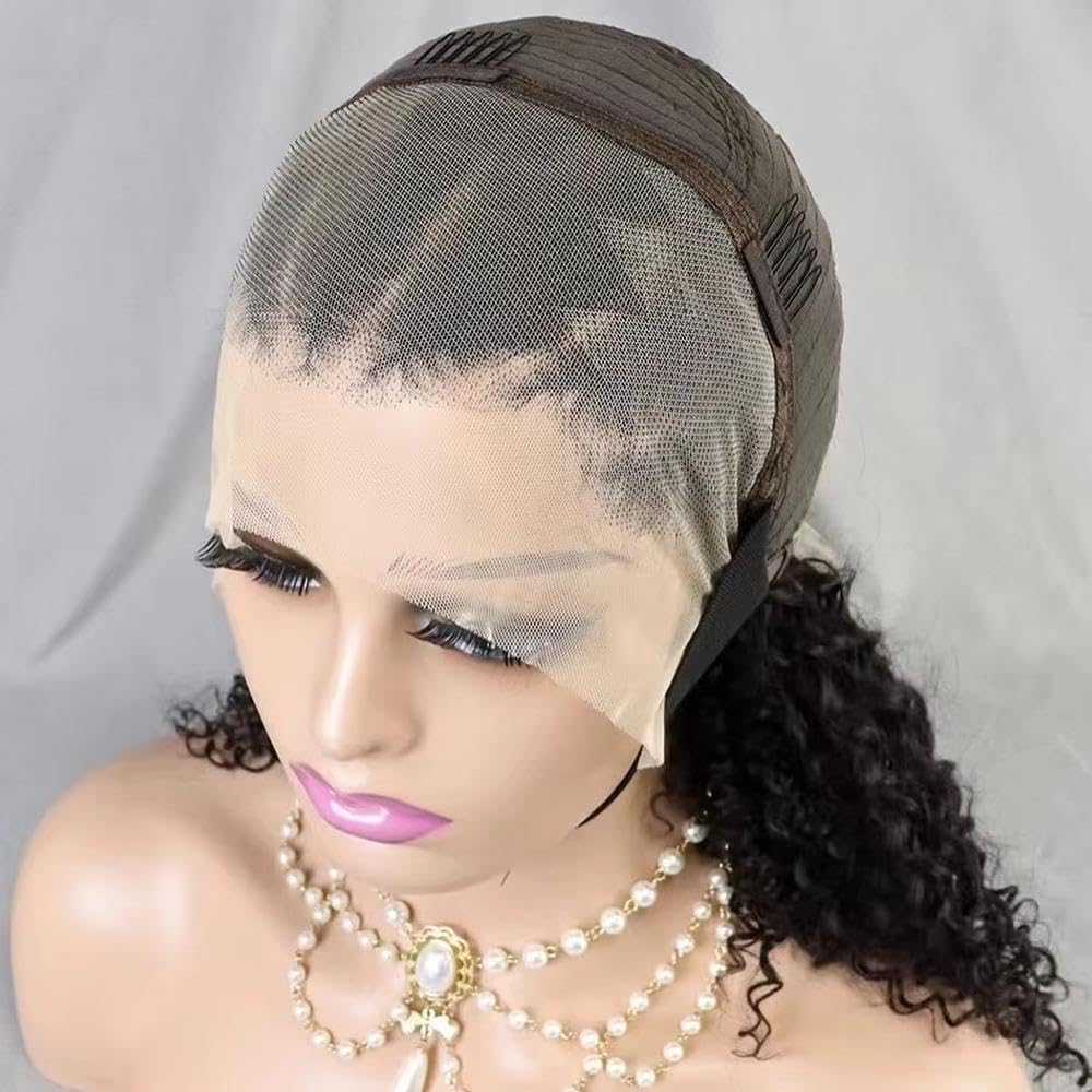 Haarpflege Cornrow Braid Bob Tiefes Lockiges Echthaar-Perücke Knotenlos 13 X 4 Volle Spitze Vorgeflochten Für Frauen(200%,10inches)