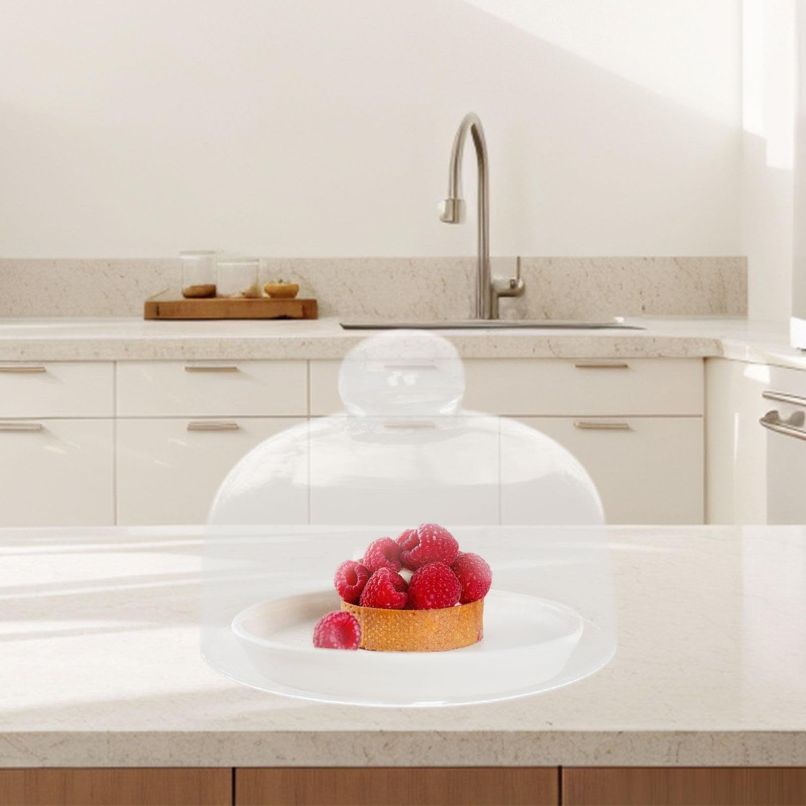 perfk Coperchio di supporto per torta in vetro, cupola per torta in vetro, display per torta decorativa, cupola di cibo in vetro, cloche per pasticceria per, 14.5x12cm