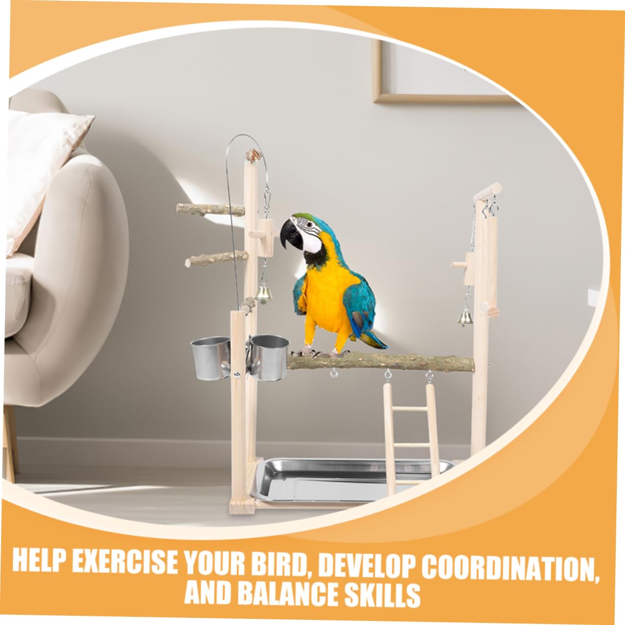 balacoo Parrot Exercise Stand Bird Stand with Perch Toy Budgie Playground for Top of Cage