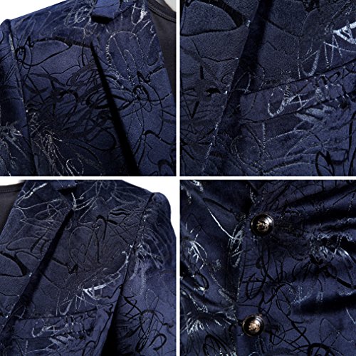 Wulful Mens Floral Suit Jacket Slim Fit Stylish Blazer Dinner Party Prom Wedding Tuxedo Jacket Black #TOP4