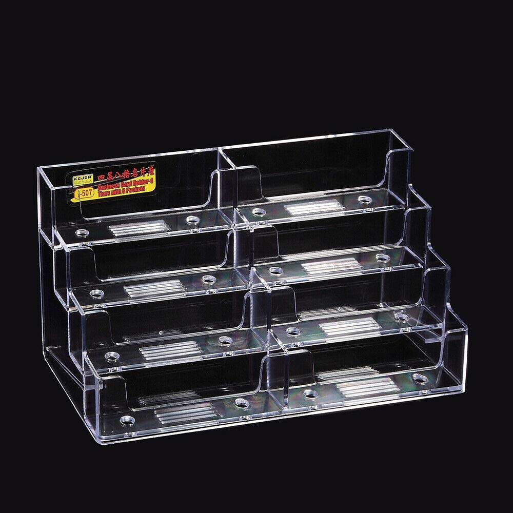 Vogueing Way Business Card Holder 8 Tiers Plastic Card Stand Organizer Clear Card Holder Display Desktop Clear Business Card Stands Countertop for Office
