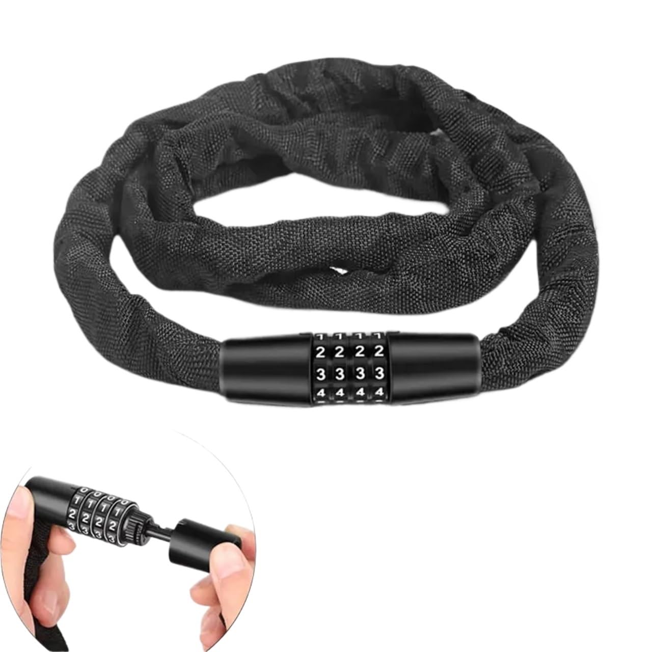 Lucchetto for bici con combinazione a 4 cifre. Catena antifurto pesante e ad alta resistenza for corse sicure facili da usare per Sicurezza(90cm)