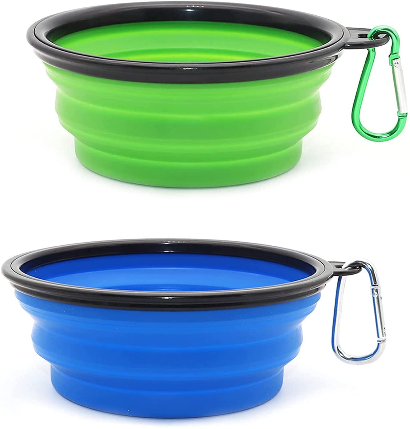 AnbaneCollapsible Dog Bowl, for Pet Indoor and Outdoor Activity, Camping Traveling Folding Pet Feeding Watering Dish, Cat Water Bowls for Cats Dogs, Lightweight, Leak Proof (Blue, Green, 2 Pack )