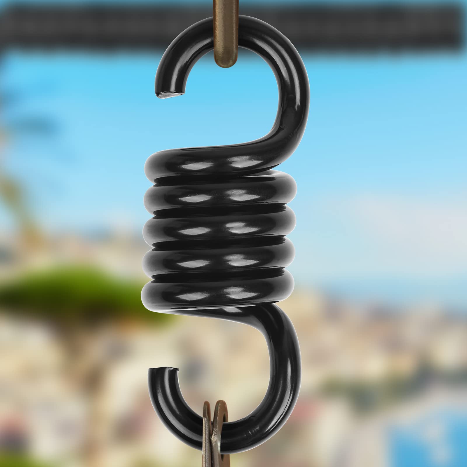 Gancho de resorte para hamaca o columpio, suspensión colgante, capacidad de peso de 880 libras, color negro 6