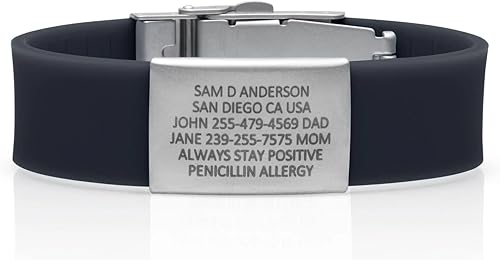 Miniatura 6 de BRECK iD Pulsera de alerta médica personalizada PRO  Pulsera médica de silicona multicolor de alta calidad para hombres y mujeres  Elegante pulsera