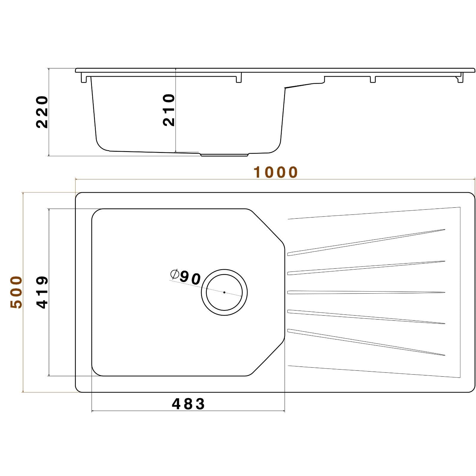 LD100BL Fregadero Negro XL 1 Seno Composite BIO