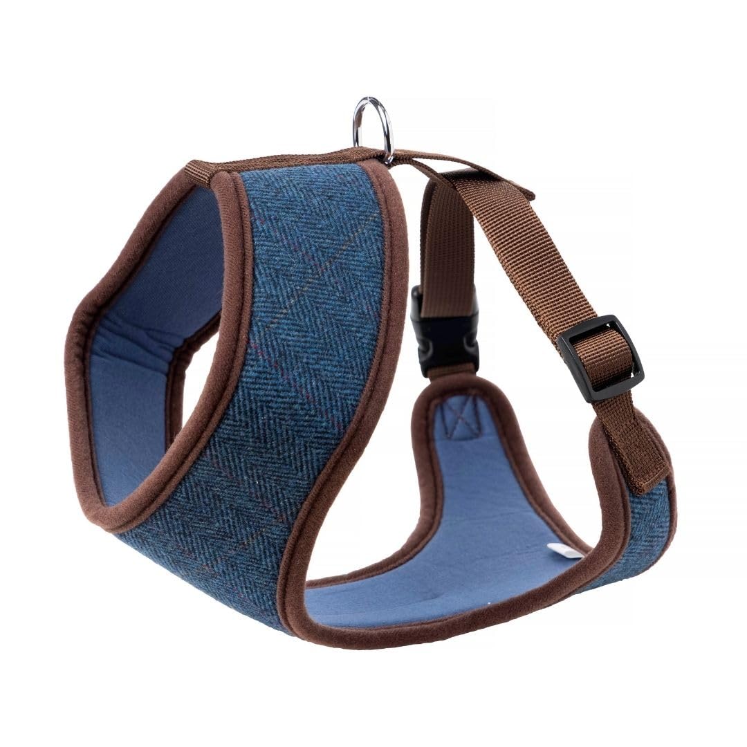 House of Paws Navy Tweed Memory Foam Harness for Dogs - Large