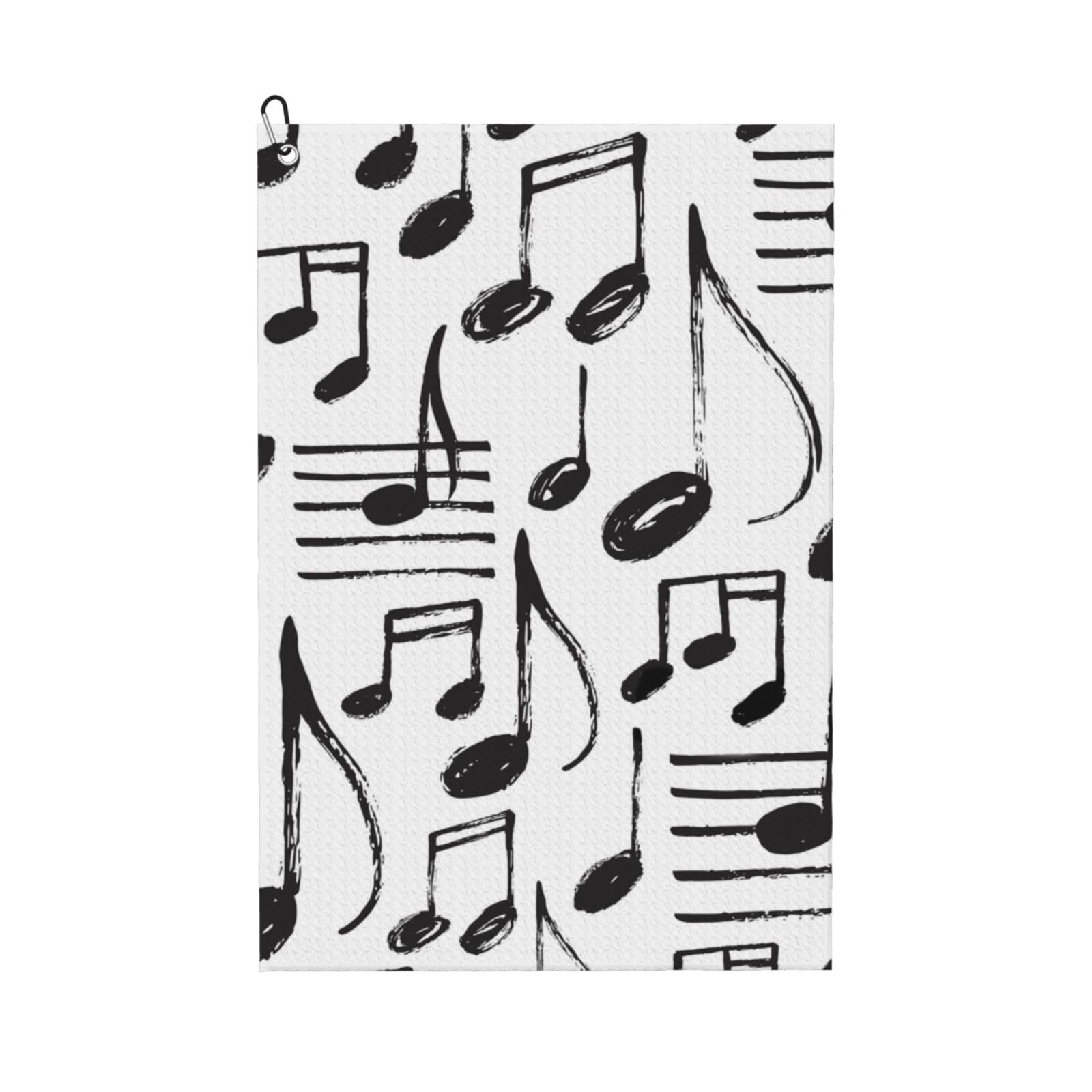 Hnnkloy Hand Sketch Musical Notes, 16x24 in Portable Waffle Golf Towels with Carabiner Clip for Golf Bag