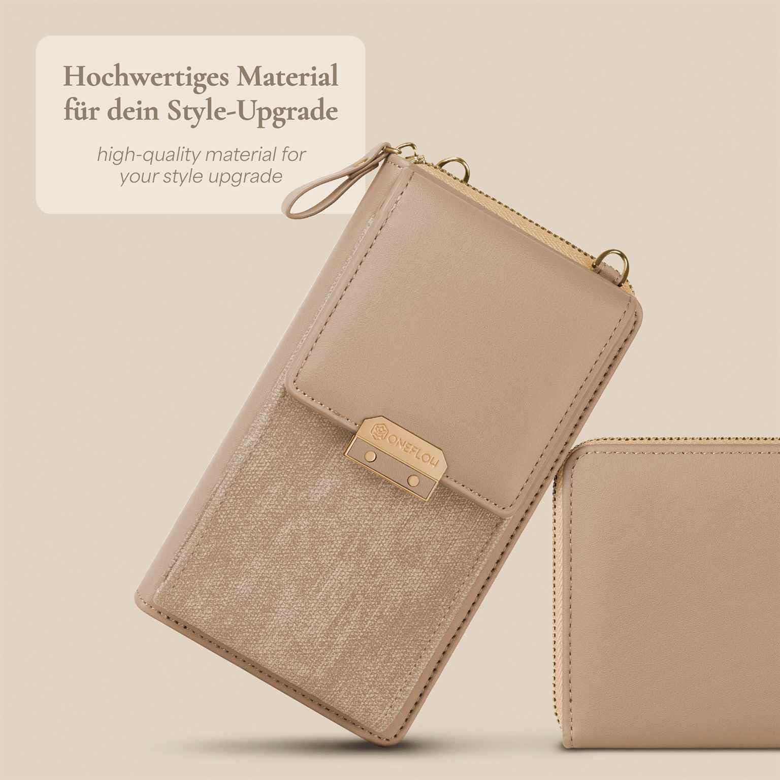ONEFLOW Bliss Purse do Samsung Galaxy A22 (4G) etui na telefon komórkowy do zawieszenia damska z portmonetką, torba na ramię z portfelem i kieszenią na telefon komórkowy, mała torebka, kremowo-beżowa