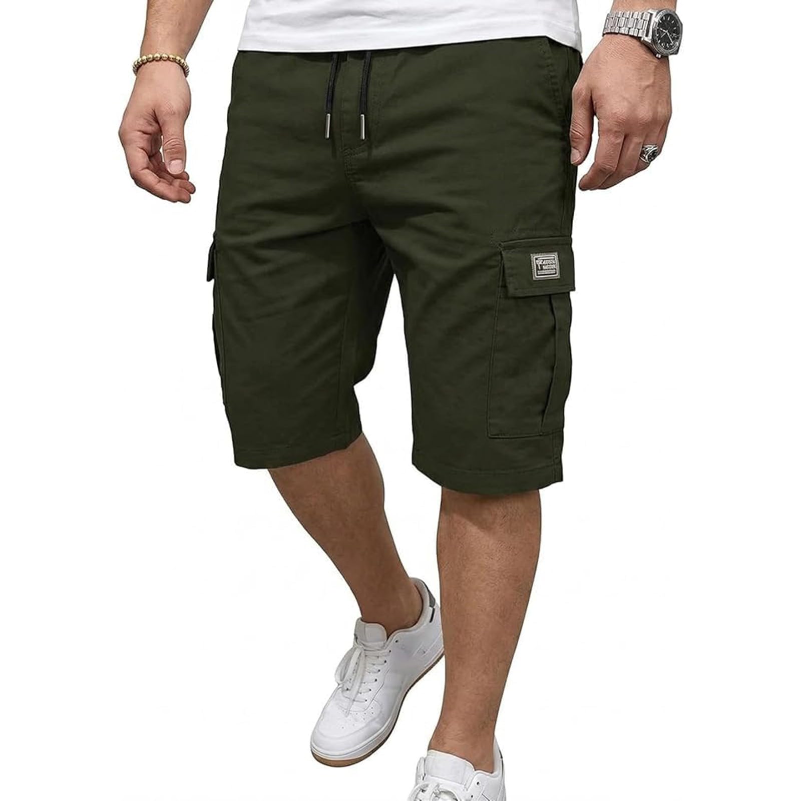 Short cargo pour homme - Stretch - Pantalon chino d'été - Jambe droite