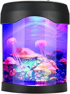 Luz noturna de aquário, lâmpada de humor de aquário de aquário de água-viva de mesa com luz de mudança de LED de 5 cores, lâmpada de água-viva LED para decoração de quarto de bar em casa