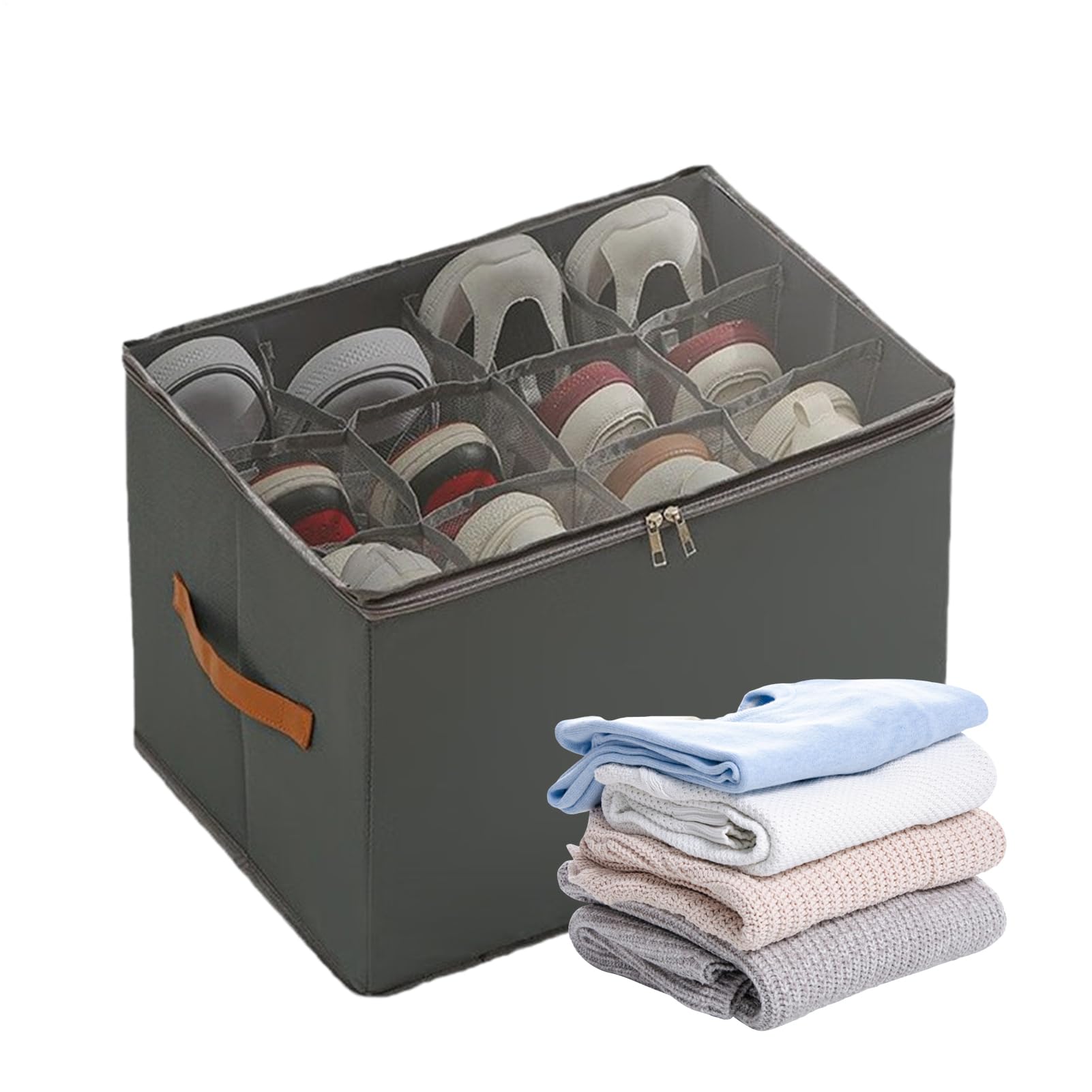 Boîte de rangement avec séparateurs réglables pour chaussures et sandales