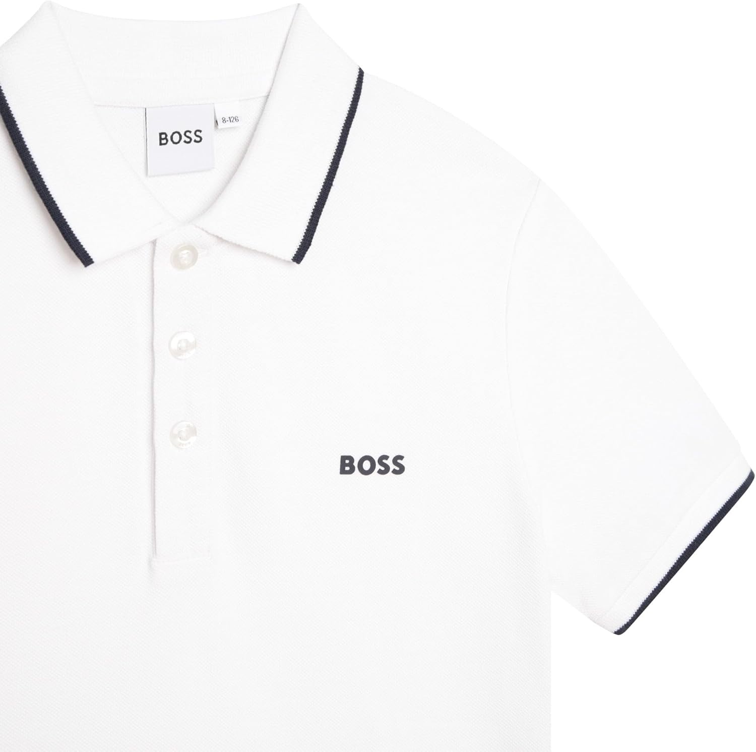 BOSS Boys Short Sleeve Knit Polo Shirt, Soft and Breathable, School Uniform with Striped Collar - Image 5