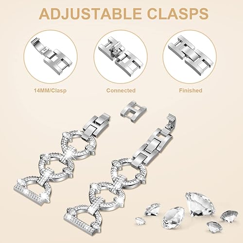 Miniatura 2 de Mesime Correas brillantes compatibles con Samsung Galaxy Watch 7 de 1.575 pulgadas, 1.732 pulgadas, 0.787 pulgadas, elegante correa de repuesto para