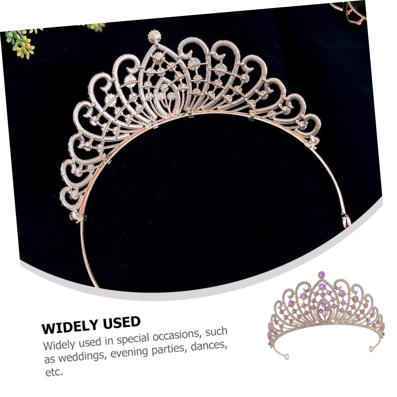 minkissy 2 copricapo da sposa con corona e copricapo da sposa, accessorio per capelli da donna, diademi per ragazze, copricapo da sposa, in lega di zinco, strass argento barocco