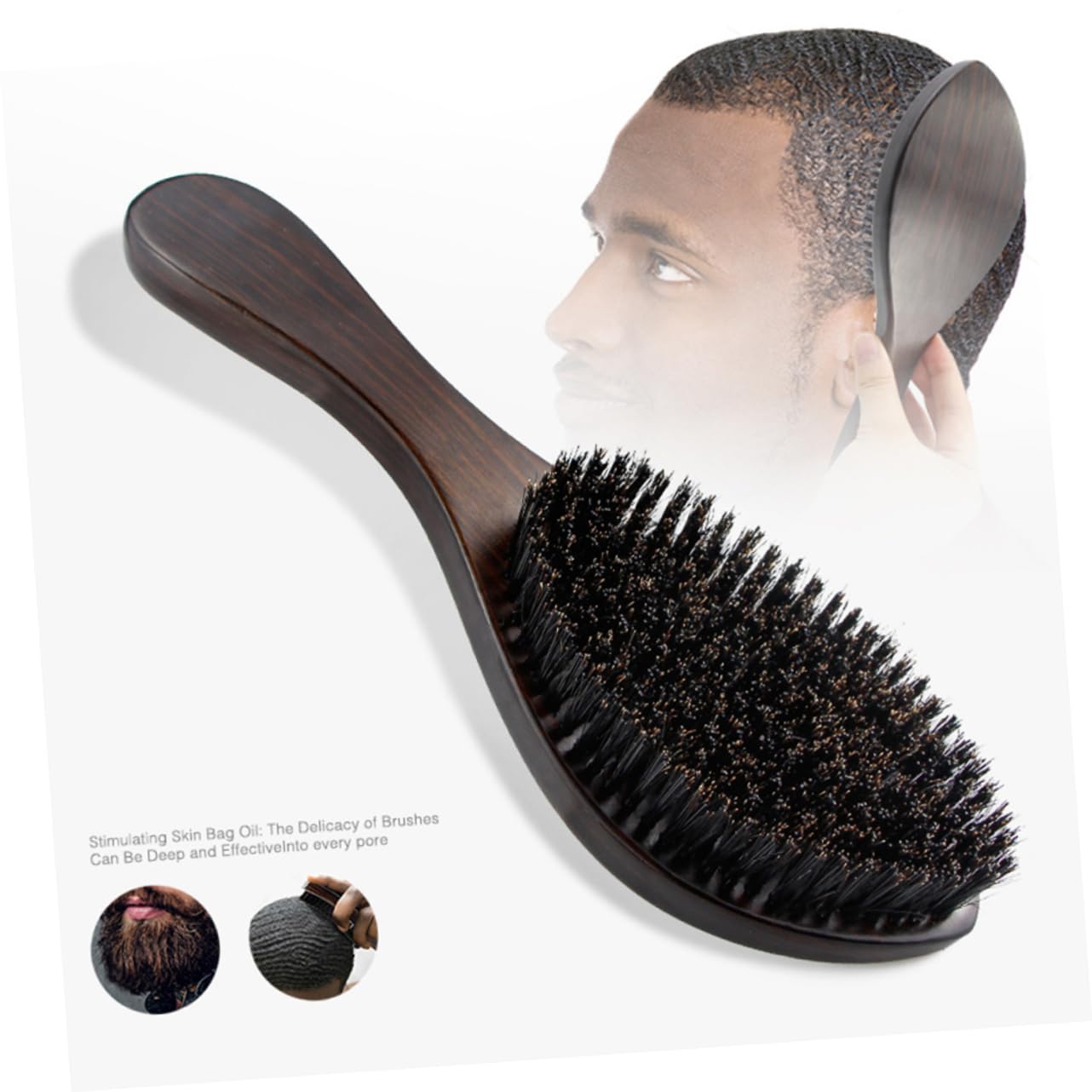 VALICLUD 3 Pièces Brosse à Friser Brosse à Barbe Coffee Bambou