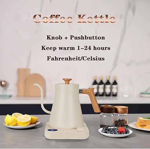 Miniatura 5 de Hervidor eléctrico de cuello de cisne, tetera eléctrica, control de temperatura de 1 , acero inoxidable 304 ultra silencioso, para café, té y