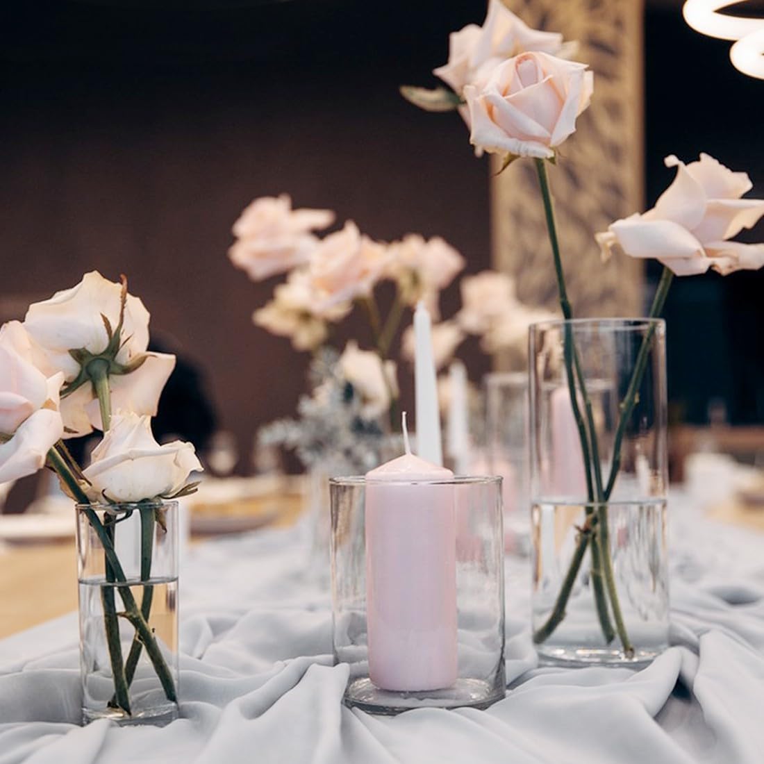 Yuragim Vaso Cilindrico Vetro, Vaso Vetro Trasparente 20 cm Grande Vaso di Vetro per Fiori, Vasi Decorativi interno Moderni per Tulipani Rose Matrimoni Centrotavola Soggiorno Cucina Ufficio (10x20cm)
