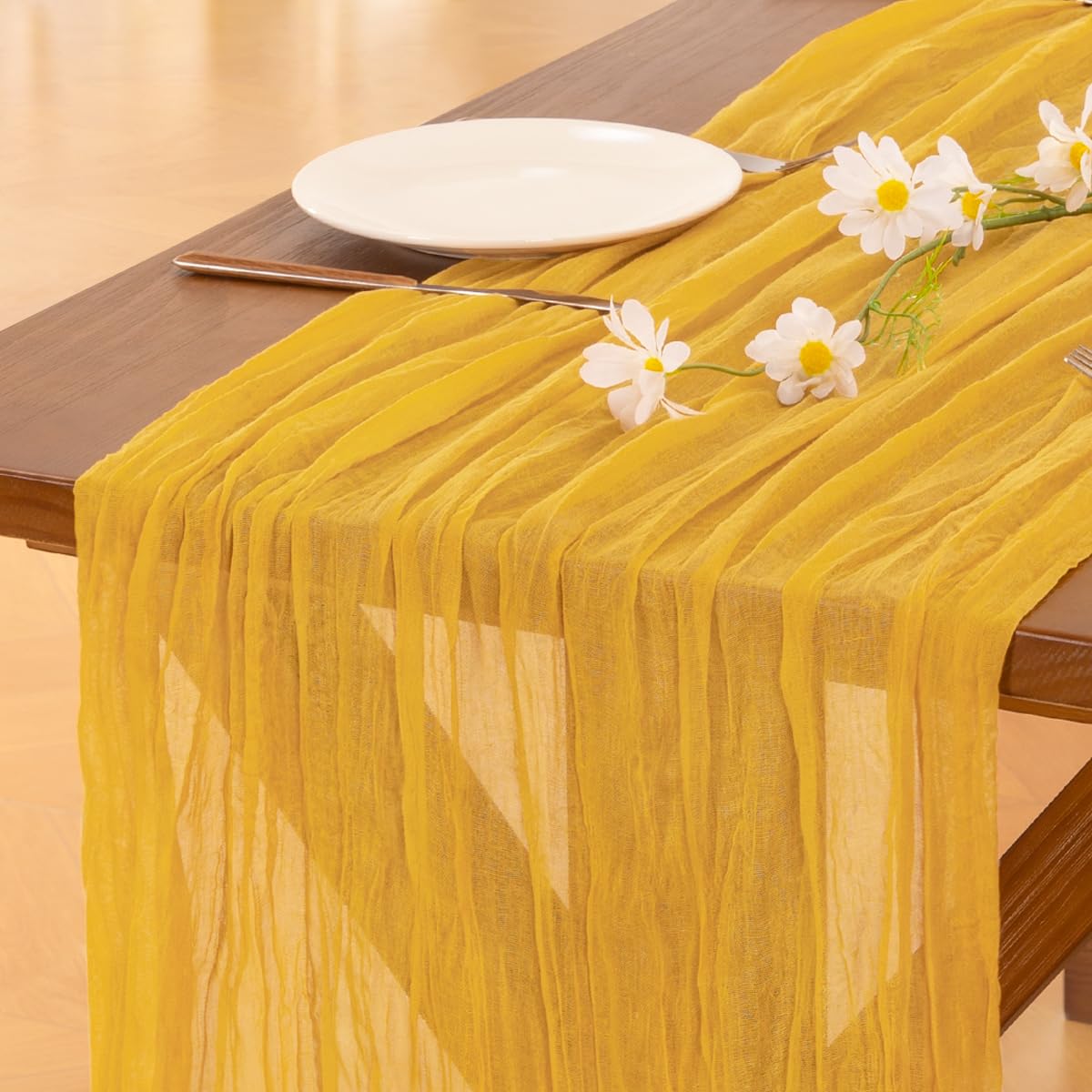 Socomi Beige Cheesecloth Table Runner Easter Spring Boho Rustic Gauze 120 inch 10FT Cheese Cloth Runner for Wedding Party Baby Shower Birthday Home Decor Holiday Decorations — view 49