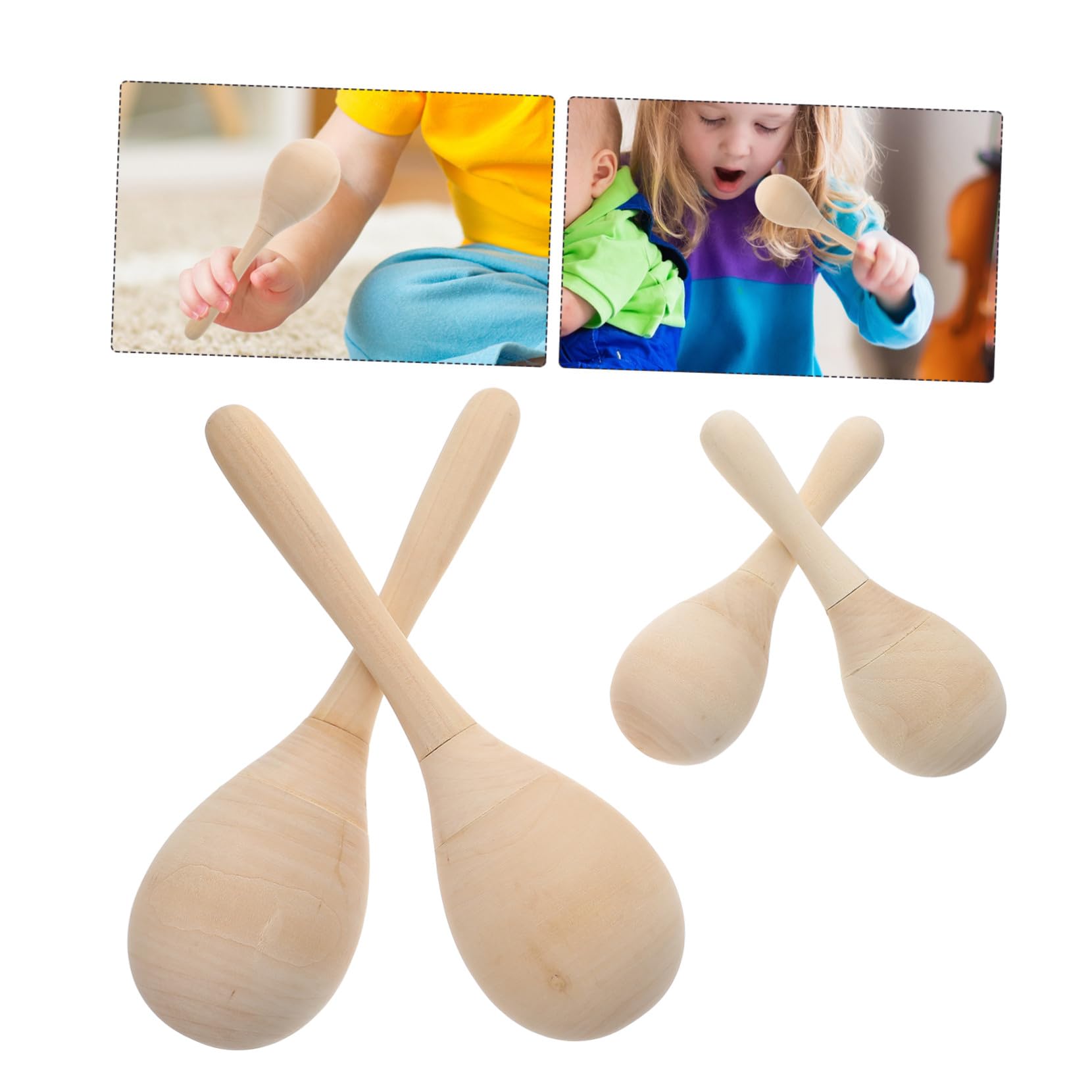 Hohopeti Maracas di Legno per Ragazzo Ragazza, Set 12 Pezzi Vuoti da Colorare Fai da Te, Strumento Musicale Educativo per Sviluppo Coordinazione, Giocattolo per Attività Manuali