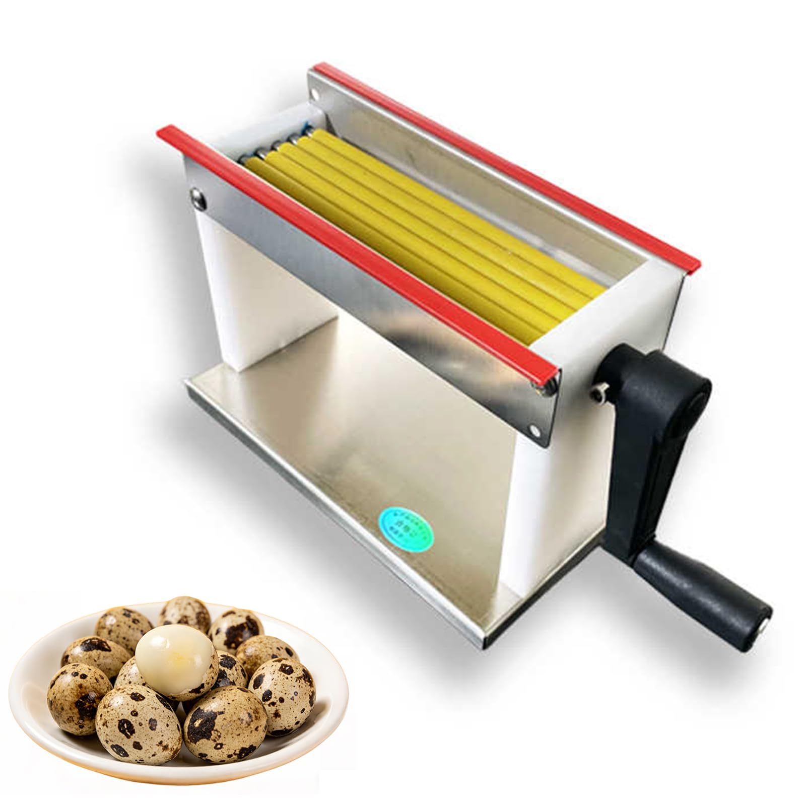 ASerZenith Manual Quail Egg Sheller Machine, Hand Crank Operation With 6 Tubes For Efficient Peeling, Desktop-Mountable For Home Use