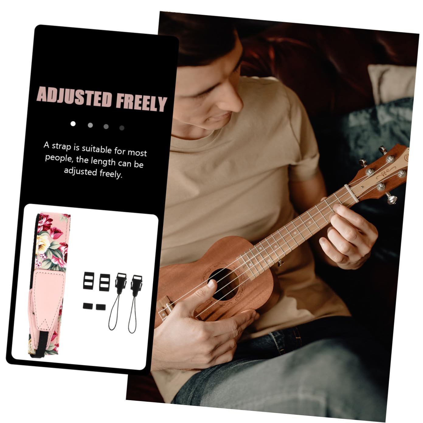 Verstellbarer Haken mit Verstellbare Ukulelengurt Ukulele Hawaii Stil Nylon Spiel Länge und Hohe Faltbeständigkeit Zufälliger bei Gelegenheit