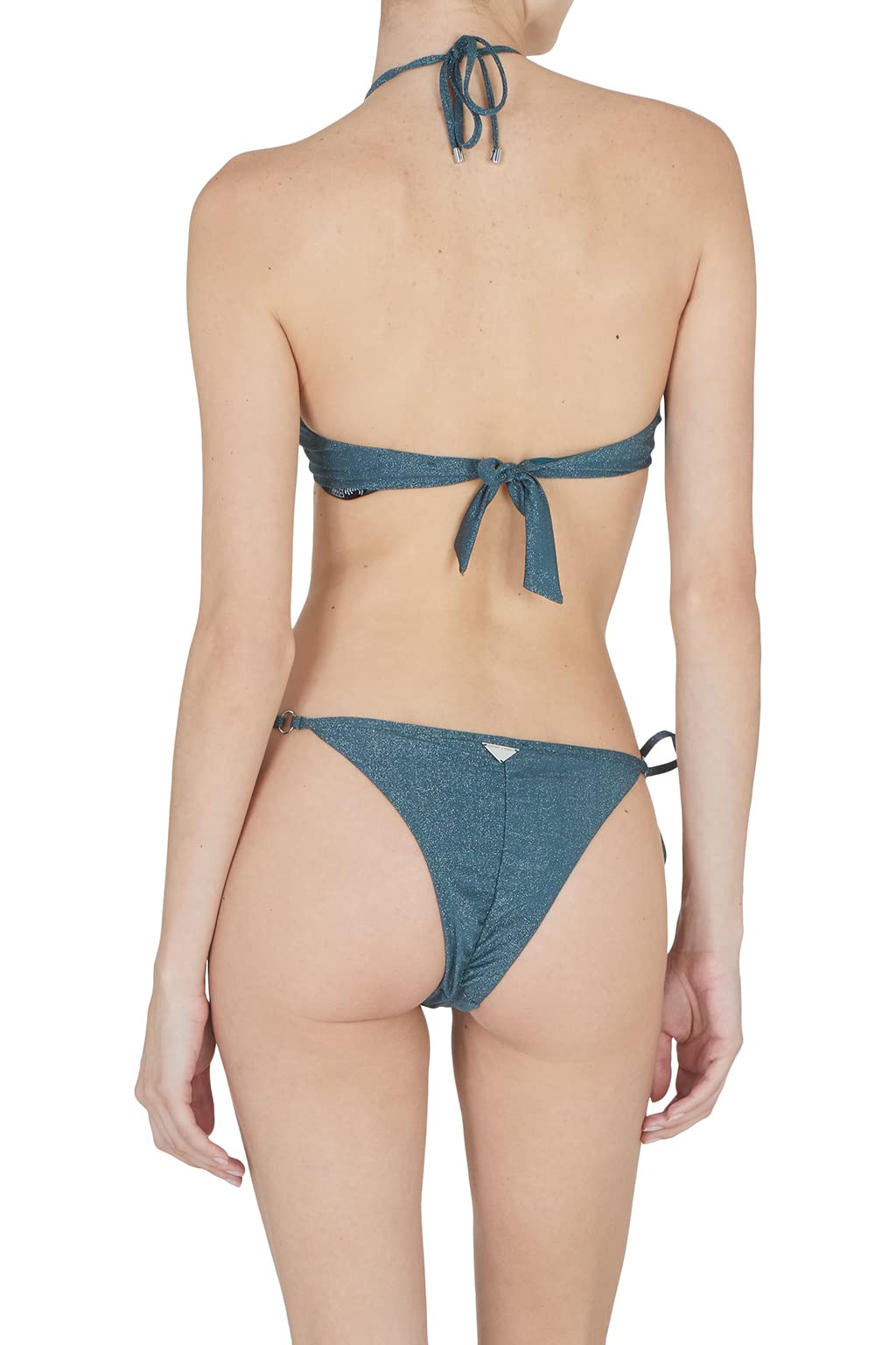 Emporio Armani Women's Lurex Textured Yarn Band And String Brazilian Bikini Set Bikini Donna
