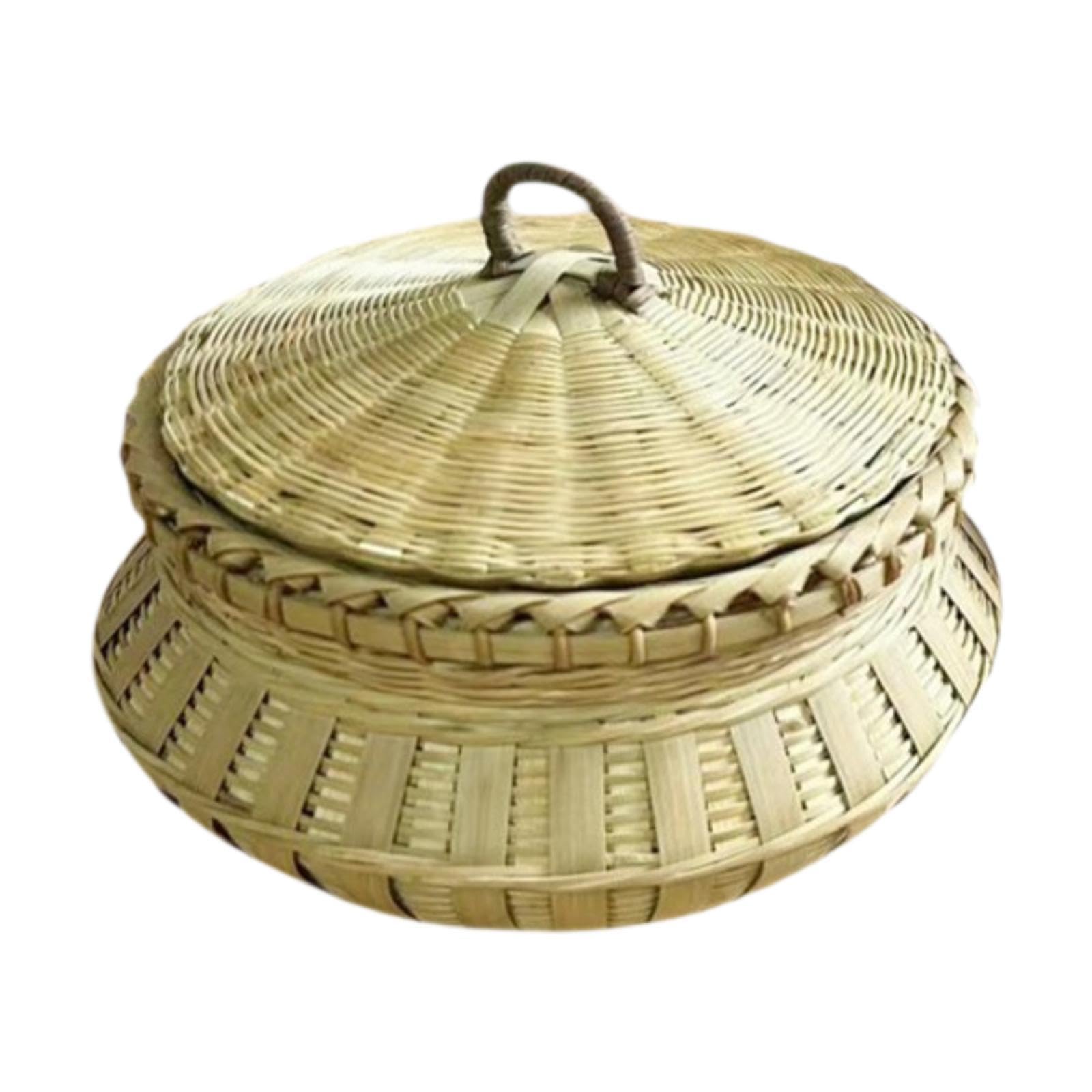 Amazon｜LckCryspho 竹製円形収納バスケット 自然色 20cm かご 食品