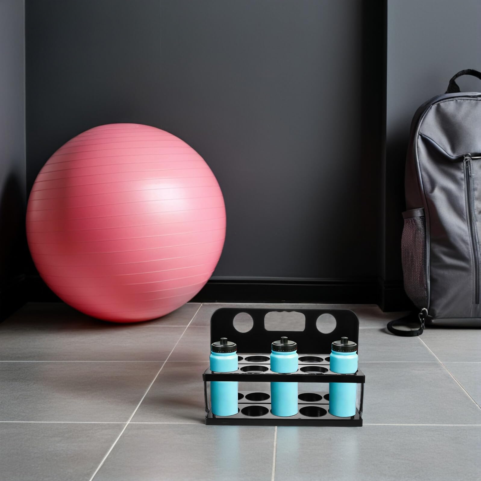 Toyvian Portabotellas de Plástico Reutilizable Plegable con 10 Ranuras Negro, Soporte Portátil para Botellas con Asa Adecuado para Ciclismo, Picnic y Actividades al Aire Libre