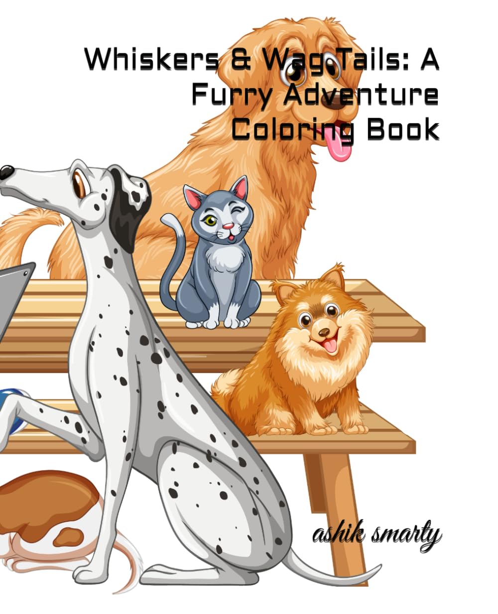 Whiskers & Wag Tails: A Furry Adventure Coloring Book