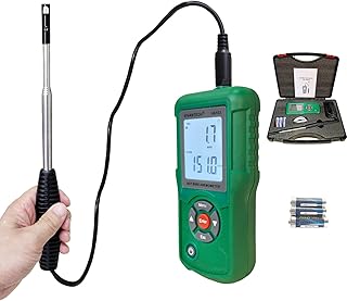 Professional-Grade Hot Wire Anemometer with Backlit LCD – Accurate Air Flow Meter for HVAC, Ducts, and Ventilation Systems, Wind Speed Meter Measures CFM/CMM, Temperature (℃/℉)