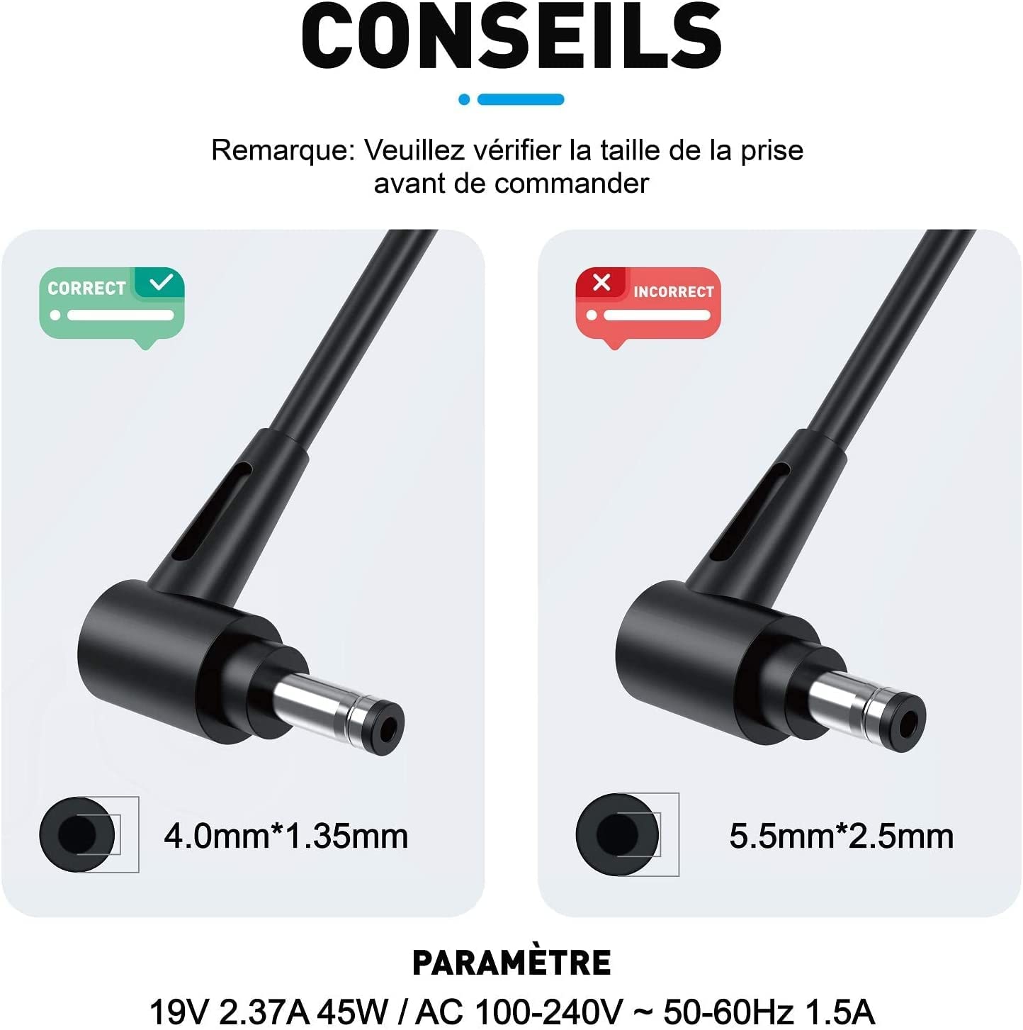 Chargeur ASUS 45W 19V 2.37A Pour PC Portable - Compatible Vivobook, Zenbook, Chromebook - Connecteur 4.0x1.35mm - 5