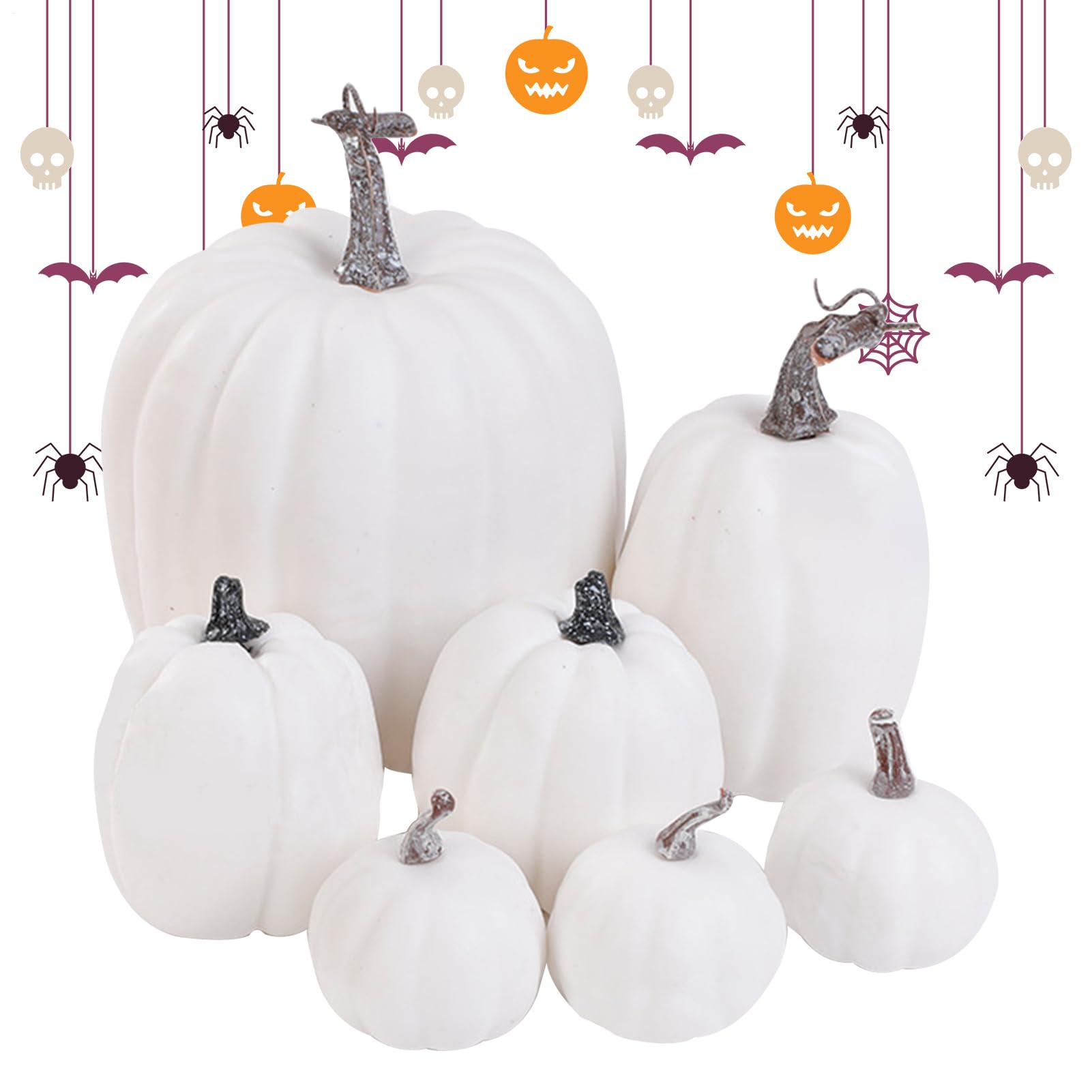 Citrouilles artificielles imitation réaliste en lot de 7 pièces durables