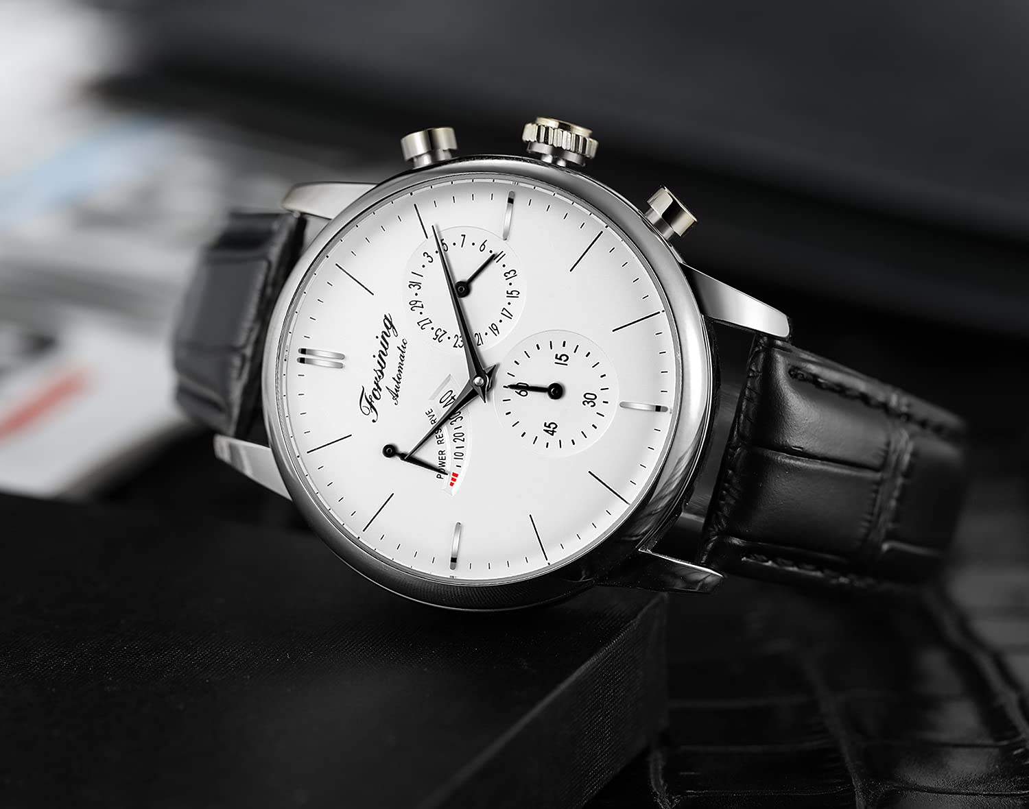 Forsining Herren Automatikuhr Gangreserve Datumsanzeige Mode Mechanische Armbanduhr