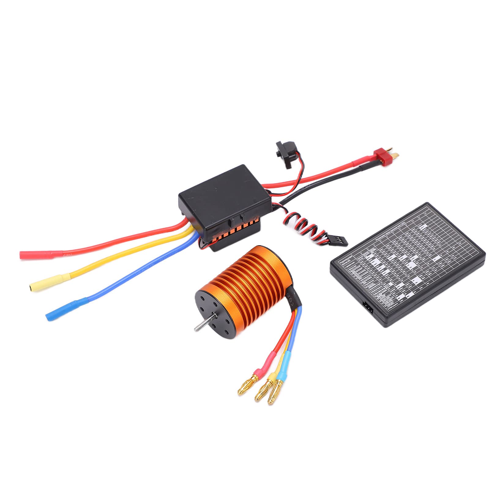 Keenso Juego de Motor sin Escobillas RC, Motor sin Escobillas F540 4370KV con ESC Impermeable de 60 A, Diseño de Aleación de Aluminio de 4 y 12 Ranuras, Tarjeta de Programación, para Actualización de